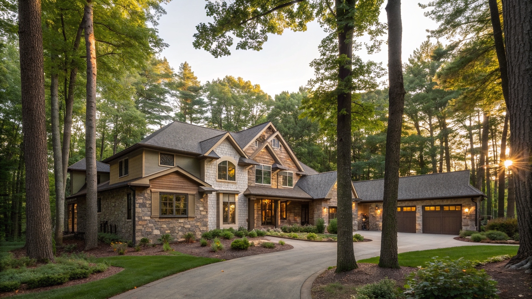Upscale home on a wooded lot near Kettle Moraine State Forest in Delafield, Wisconsin — tick and pest control area